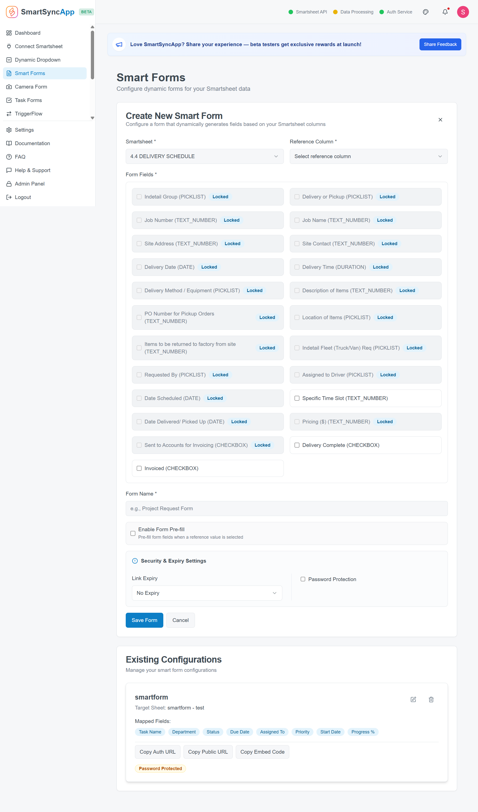Software interface showing a clean configurable workflow setup